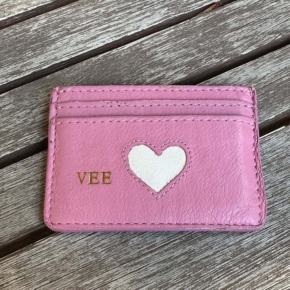 Pink Card Holder with bone heart